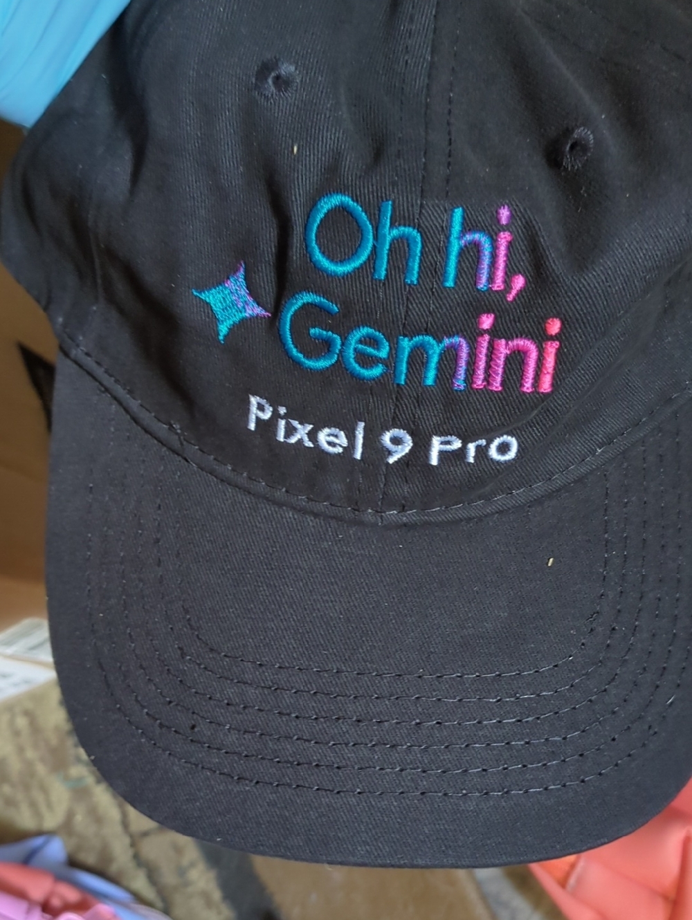 google Black 'Oh hi, Gemini' Pixel 9 Pro Embroidered Baseball Cap